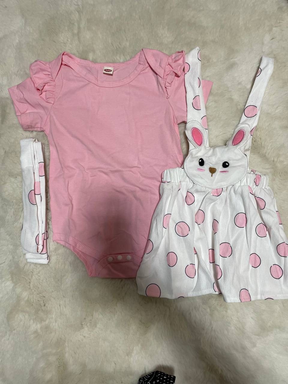 Bunny Dungaree Skirt & Bodysuit Set