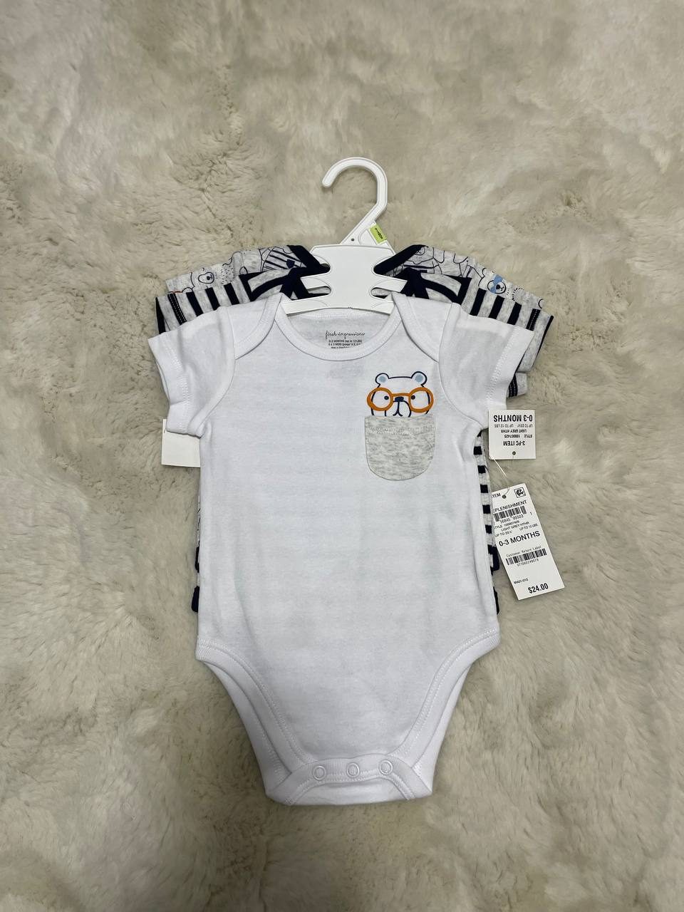 Striped Short-Sleeve Bodysuit 3-Pack