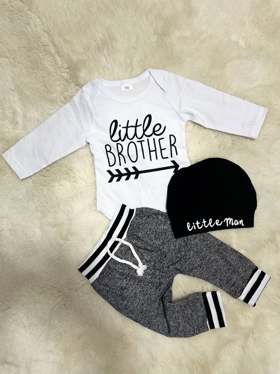Little Brother Bodysuit, Joggers & Hat Set