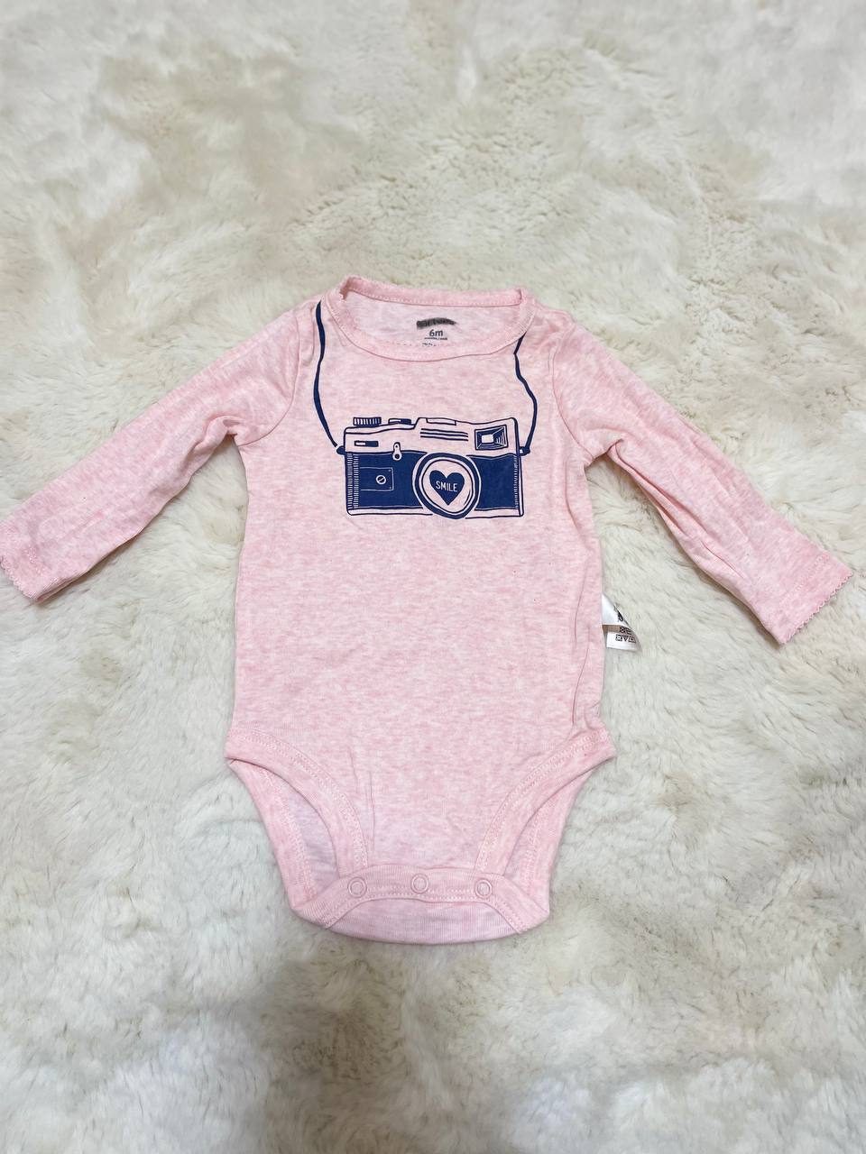 Camera Print Long-Sleeve Bodysuit