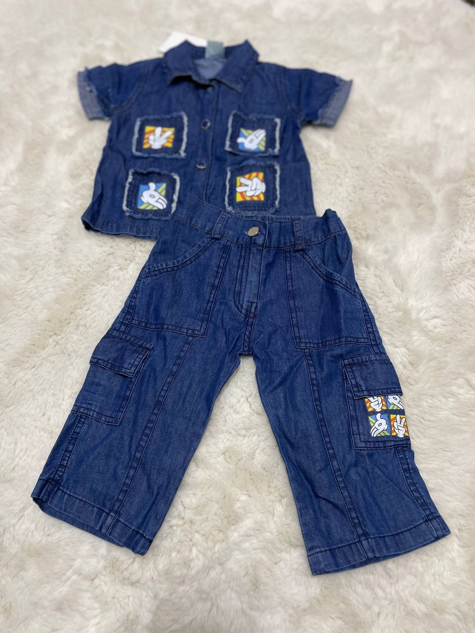 Denim Shirt & Cargo Trousers Set